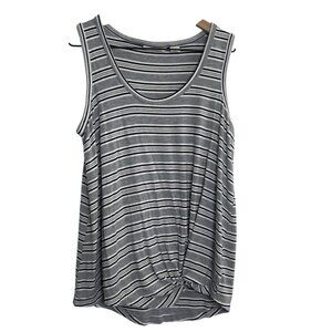Christian Siriano New York Striped Knot-Front Tank Top | Size Small | Gray & Whi
